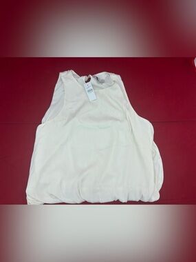 LOFT Women's Sleeveless Ivory Shell Blouse Size Large NWT Career Office Top